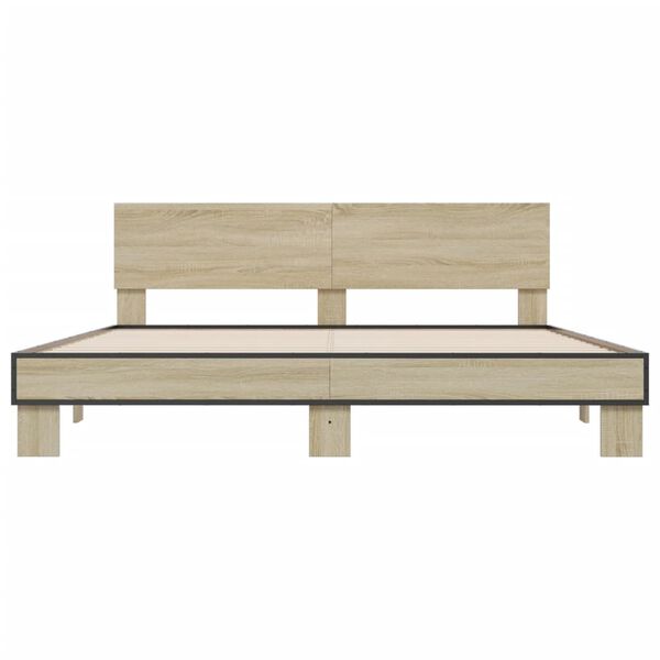 vidaXL Bedframe bewerkt hout metaal sonoma eikenkleurig 180x200 cm