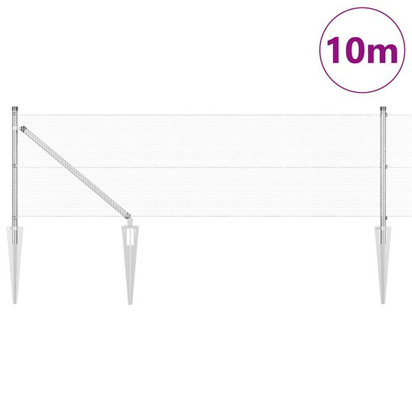 vidaXL Afrasteringspaal Zilver 10 x 0,8 m (12 x 12 mm gaas) Staal