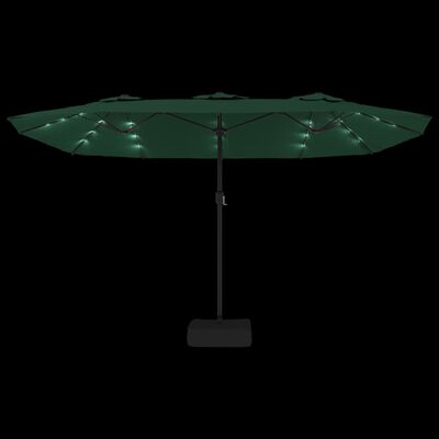 vidaXL Parasol dubbel dak met LED 449x245 cm groen