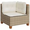 vidaXL Tuinhoekbank met kussens poly rattan beige