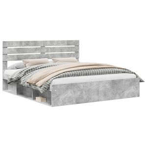 vidaXL Bedframe Betongrijs 180 x 200 cm Massief grenenhout