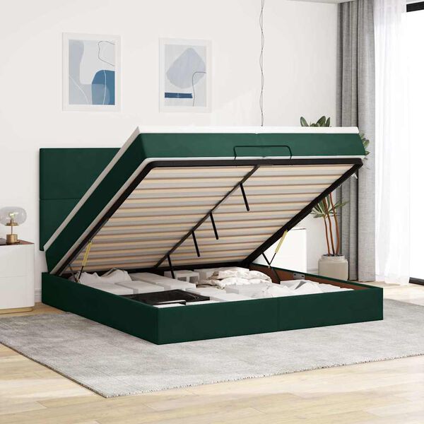 vidaXL Ottoman bed met matrassen en LED's 200x200cm fluweel