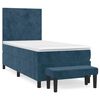 vidaXL Boxspring met matras fluweel donkerblauw 90x200 cm
