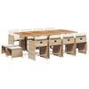 vidaXL 13-delige Tuinset met kussens poly rattan beige