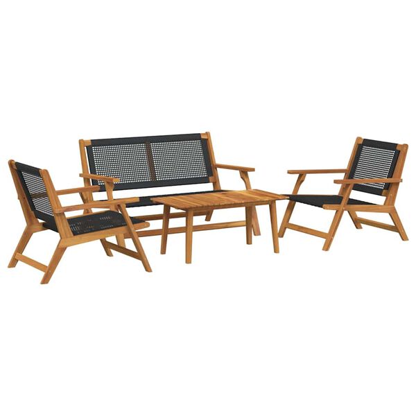 vidaXL Tuinstoelen met Tafel 4 pcs Zwart 90 x 45 x 40 cm