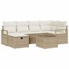 vidaXL Bankstel met kussen met opslag 7 pcs Beige en Cr&egrave;me poly rattan