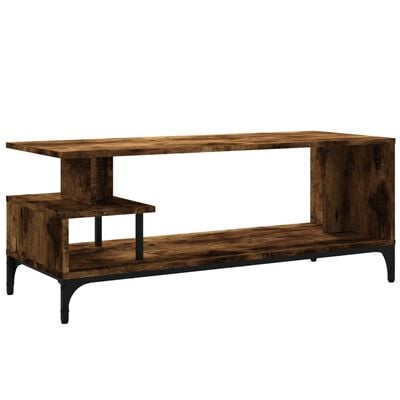 vidaXL Tv-meubel 102x40x41 cm hout en gepoedercoat staal gerookt eiken