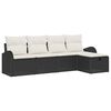 vidaXL Bankstel met kussen met opslag 5 pcs Zwart en Cr&egrave;me poly rattan