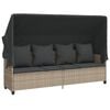vidaXL Ligbed met luifel en kussens poly rattan&nbsp;lichtgrijs