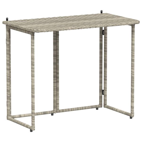 vidaXL Tuintafel inklapbaar 90x51x75 cm poly rattan lichtgrijs