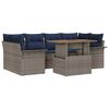 vidaXL Tuin Sofa Set met kussen 7 pcs grijs en marineblauw