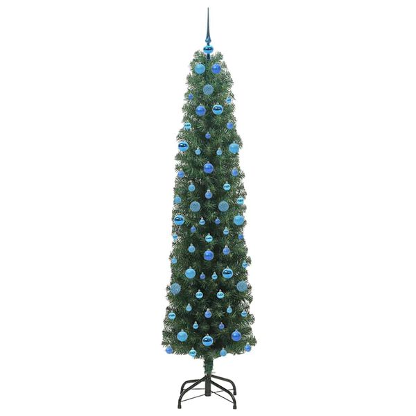 vidaXL Kunstkerstboom Groen 210 cm PVC en Staal en Kunststof