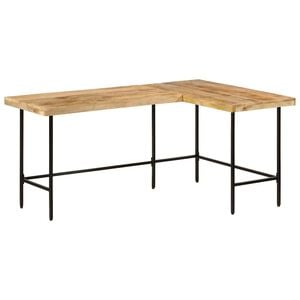 vidaXL Bureau 165x110x77 cm massief mangohout en ijzer