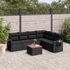 vidaXL 7-delige Loungeset met kussens poly rattan zwart
