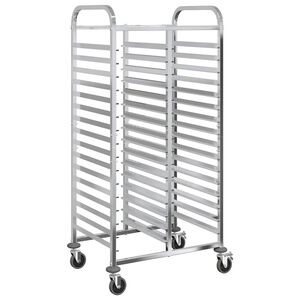 vidaXL Dienbladenwagen met 32 GN-bakken 75x55x162,5 cm roestvrij staal