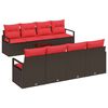 vidaXL Bankstel 9 st 8-Aantal zitplaatsen Beige en Rood poly rattan