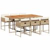 vidaXL 7-delige Tuinset met kussens poly rattan beige