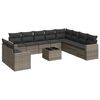 vidaXL 11-delige Loungeset met kussens poly rattan grijs