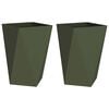 vidaXL Plantenbak 2 pcs Olijf Groen 50 x 50 x 75 cm Staal