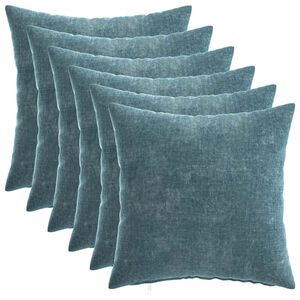 vidaXL Kussensloop 6 st HEERLEN Blauw 30 x 30 cm Chenille Stof