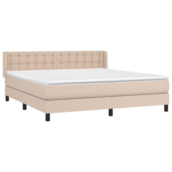 vidaXL Boxspring met matras kunstleer cappuccinokleurig 180x200 cm