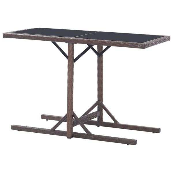 vidaXL Tuintafel 110x53x72 cm glas en poly rattan bruin