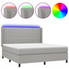 vidaXL Boxspring met matras en LED stof lichtgrijs 180x200 cm