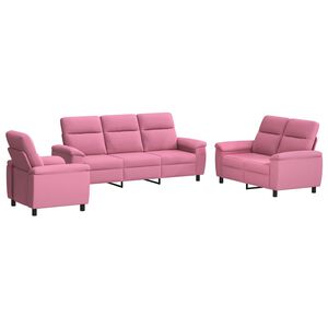 vidaXL Bankstel 3 pcs Roze Stof