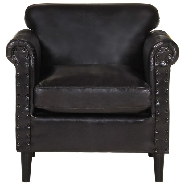 vidaXL Fauteuil echt leer zwart