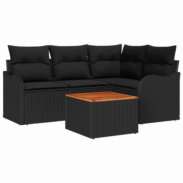 vidaXL Tuin Sofa Set 5 pcs Zwart