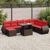 vidaXL 9-delige Loungeset met kussens poly rattan acacia bruin