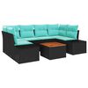 vidaXL Tuinbankenset 7 st Zwart en Turquoise poly rattan