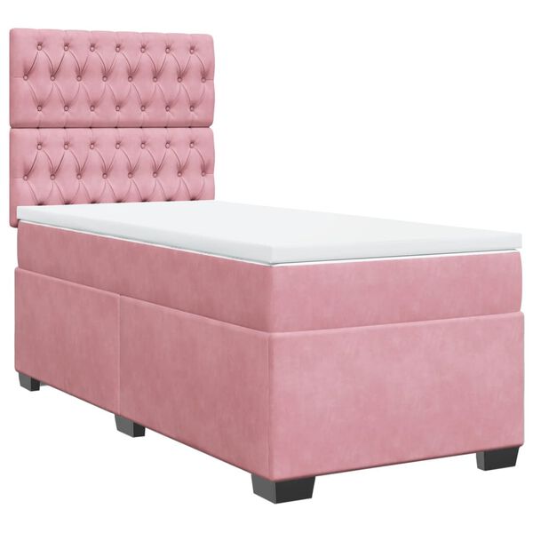 vidaXL Boxspring met matras fluweel roze 80x200 cm