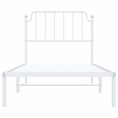 vidaXL Bedframe met hoofdbord metaal wit 90x200 cm