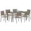 vidaXL Tuin eettafelset 7 pcs Grijs poly rattan