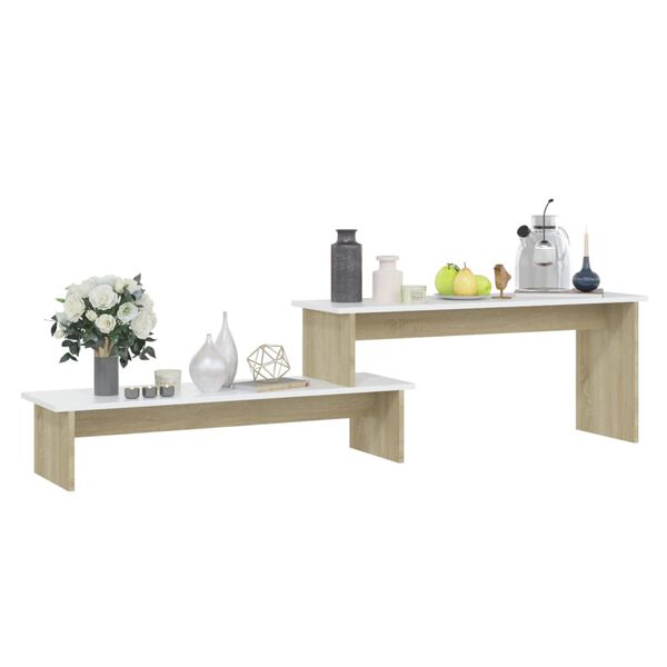 vidaXL Tv-meubel 180x30x43 cm bewerkt hout sonoma eikenkleurig en wit