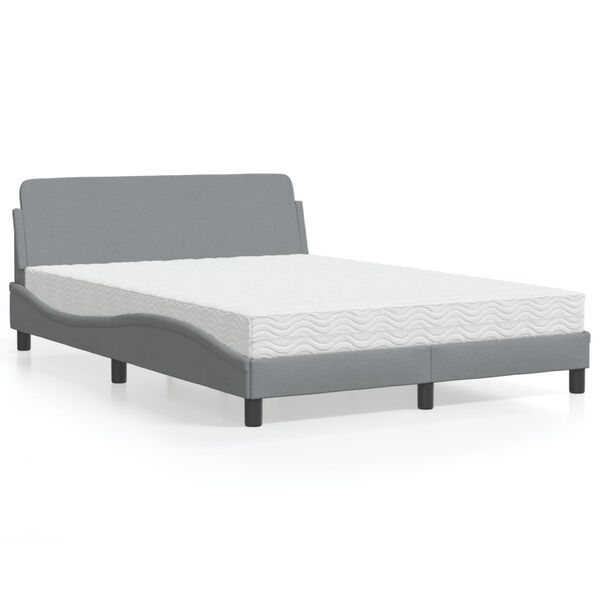 vidaXL Bed met matras "Dover" stof lichtgrijs 140x200 cm