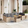 vidaXL 8-delige Loungeset met kussens poly rattan beige