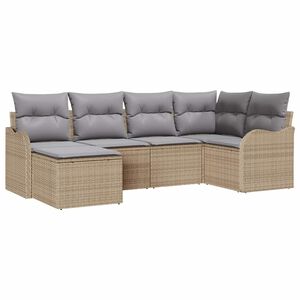 vidaXL Tuin Sofa Set 6 st Beige en Licht Grijs poly rattan
