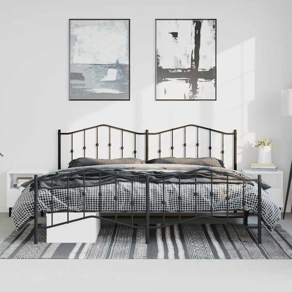 vidaXL Bedframe met hoofd- en voeteneinde metaal zwart 193x203 cm