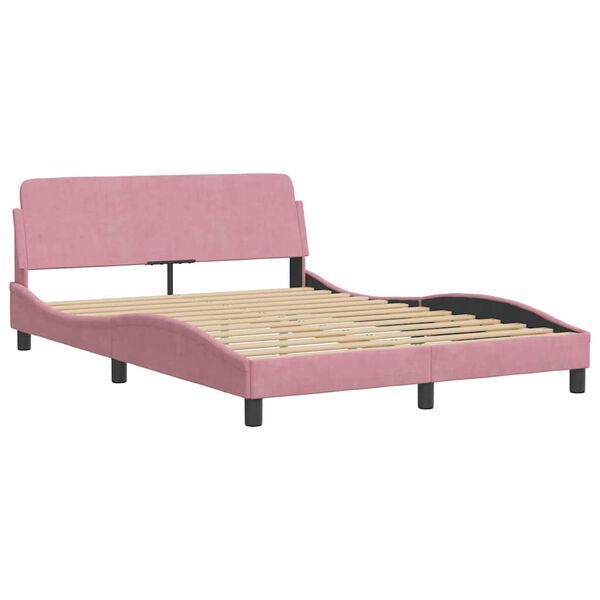 vidaXL Bedframe zonder matras fluweel roze 140x190 cm