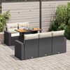 vidaXL 6-delige Loungeset met kussens poly rattan zwart
