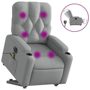vidaXL Sta-op-massagestoel elektrisch verstelbaar stof lichtgrijs