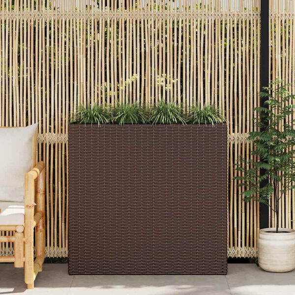vidaXL Plantenbak verhoogd met 4 potten poly rattan bruin