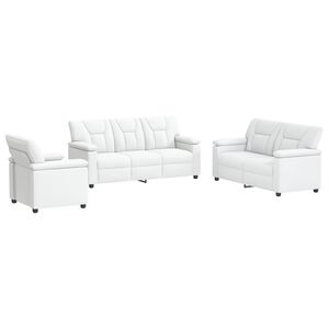 vidaXL Bankstel 3 pcs Wit Kunstleer