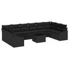 vidaXL Bankstel met kussen 11 pcs Zwart poly rattan