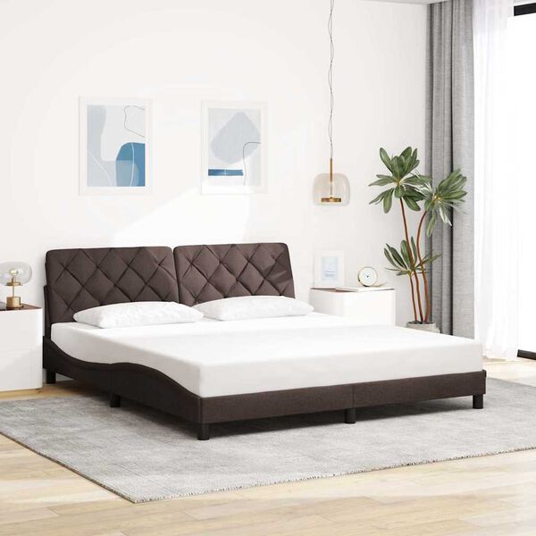 vidaXL Bedframe met LED zonder matras 180x200 cm stof donkerbruin