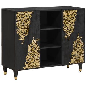 vidaXL Dressoir Zwart 90 x 33 x 75 cm Massief Mango Hout