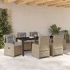 vidaXL Tuin eettafelset 7 pcs Beige en Licht Grijs poly rattan