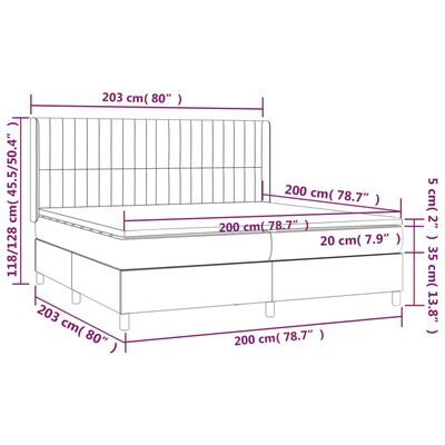 vidaXL Boxspring met matras stof donkergrijs 200x200 cm